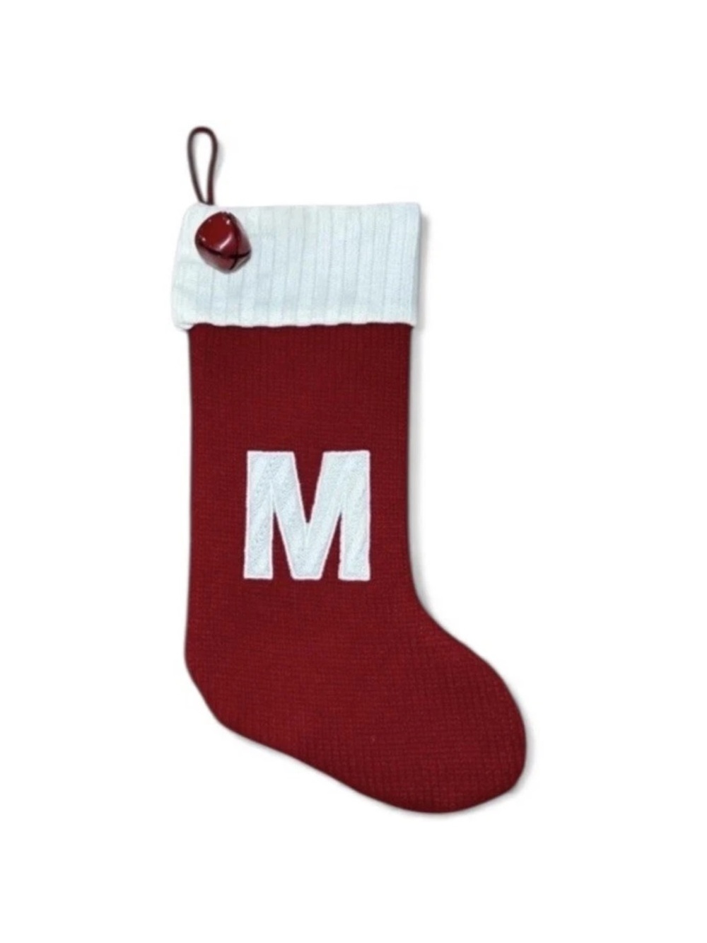 Letter M Monogram Stocking St Nicholas Square Red Holiday Initial Christmas 20"